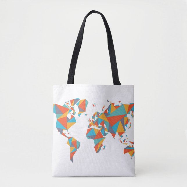 Bolso De Tela Mapa del mundo geométrico abstracto (Anverso)