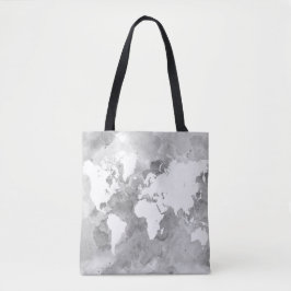 Bolso De Tela Mapa del mundo gris del diseño 49