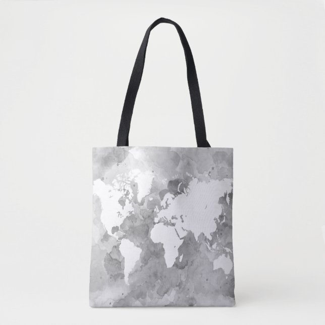 Bolso De Tela Mapa del mundo gris del diseño 49 (Anverso)