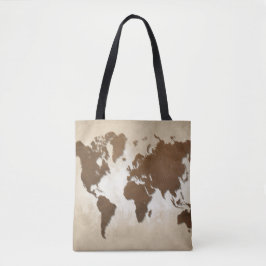 Bolso De Tela Mapa del mundo marrón del diseño 64