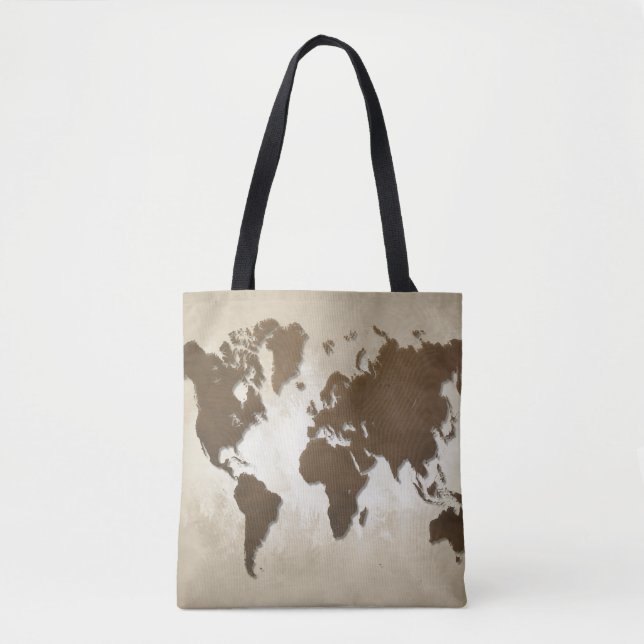 Bolso De Tela Mapa del mundo marrón del diseño 64 (Anverso)