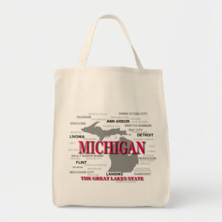 Bolso De Tela Mapa del Orgullo del Estado de Michigan