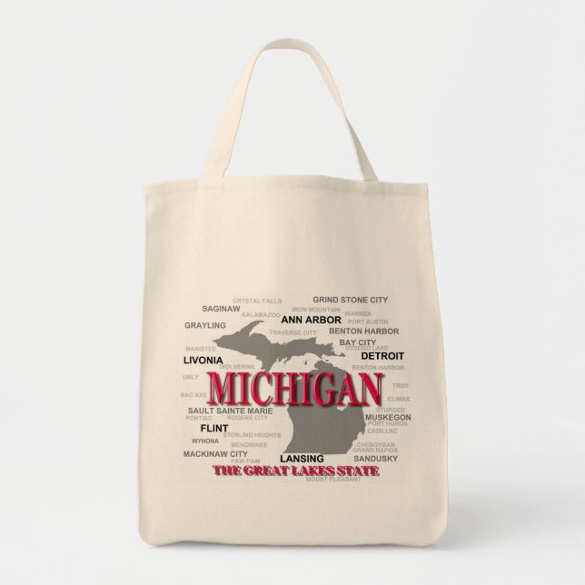 Bolso De Tela Mapa del Orgullo del Estado de Michigan (Frente)