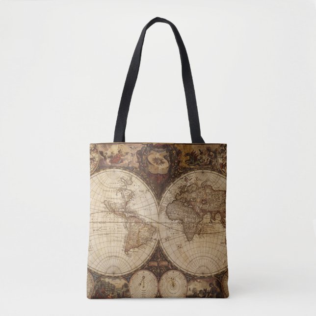 Bolso De Tela Mapa del vintage (Anverso)