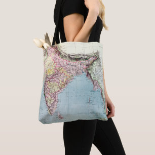 Bolso De Tela Mapa del vintage de la India el   1877