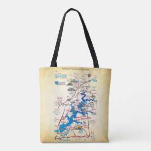 Bolso De Tela Mapa dimensional 19 Poster de Grand Lake OK