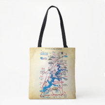 Mapa dimensional 20z Tote Bag de Grand Lake OK