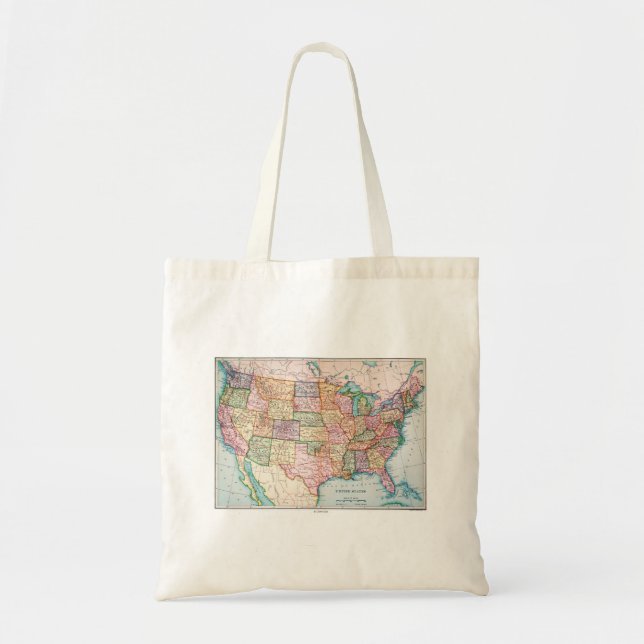 Bolso De Tela Mapa: Estados Unidos, 1905 (Frente)