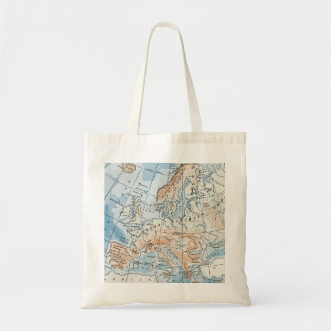 Bolso De Tela Mapa físico de Europa (1916) (Frente)