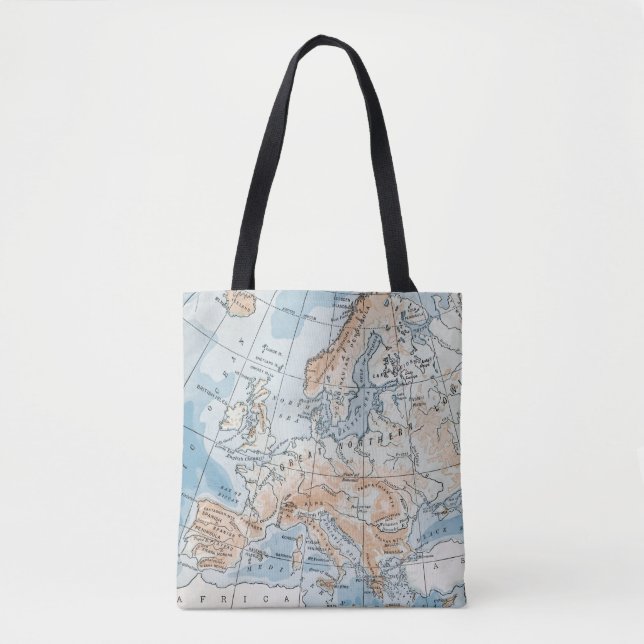 Bolso De Tela Mapa físico de Europa (1916) (Anverso)