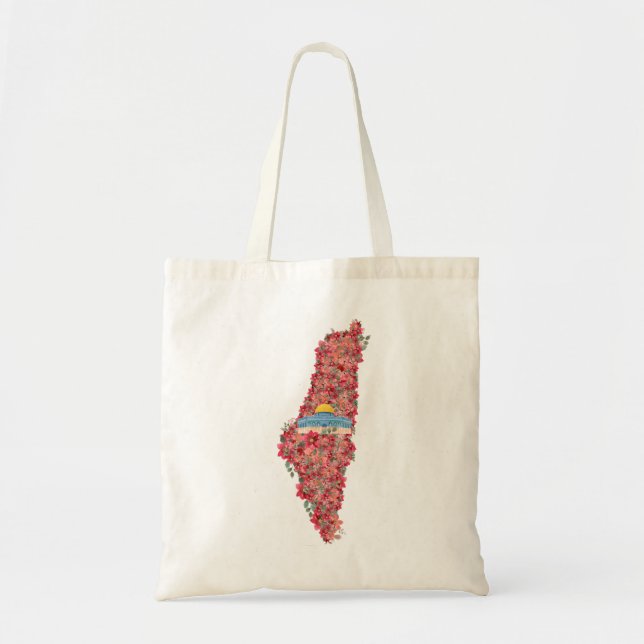 Bolso De Tela Mapa floral de Palestina Cúpula de Rock al Quads R (Frente)
