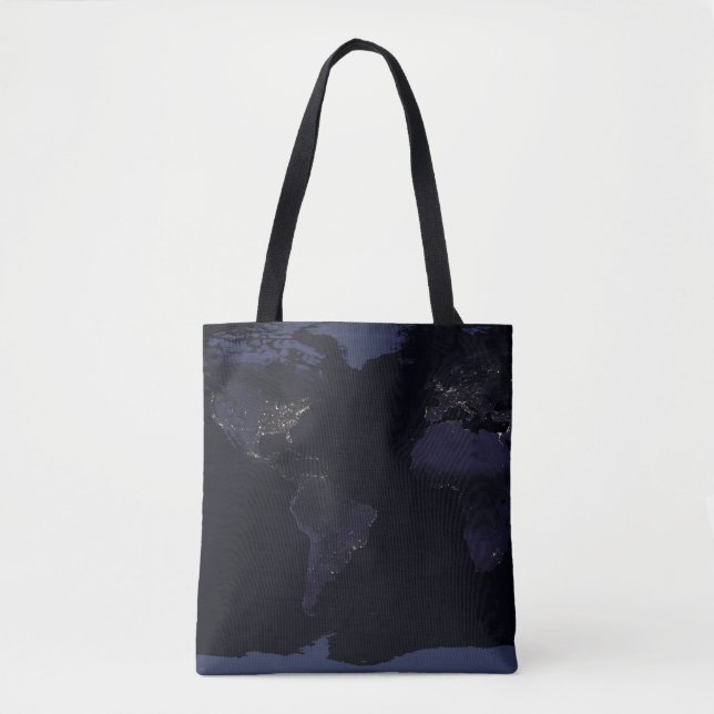 Bolso De Tela Mapa Global de la Ciudad de la Tierra se ilumina d (Anverso)