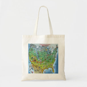 Bolso De Tela Mapa histórico del dibujo animado de la ruta 66