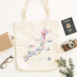 Bolso De Tela Mapa Ilustrado de Japón Cultura Japonesa