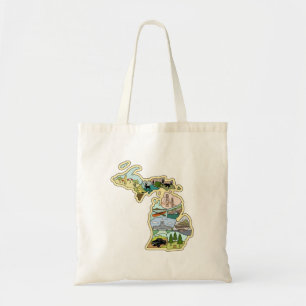 Bolso De Tela Mapa ilustrado de la época del Gran Lago Estatal M