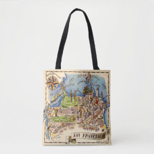 Bolso De Tela Mapa ilustrado de San Francisco