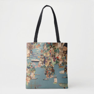 Bolso De Tela Mapa ilustrado del mundo