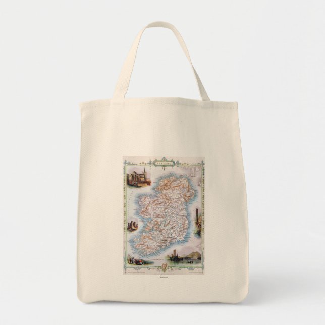Bolso De Tela Mapa: Irlanda, 1851 (Frente)