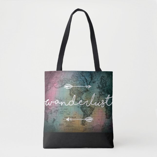 Bolso De Tela Mapa mundial de Wanderlust (Anverso)