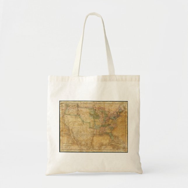 Bolso De Tela Mapa mural 1839 de David H. Burr de los Estados (Frente)