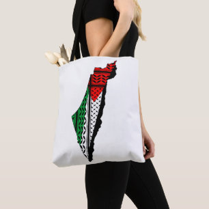 Bolso De Tela Mapa palestino con bandera y patrón de Keffiyeg