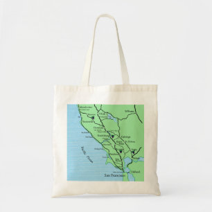 Bolso De Tela Mapa Pequeño Tote del País del Vino de California
