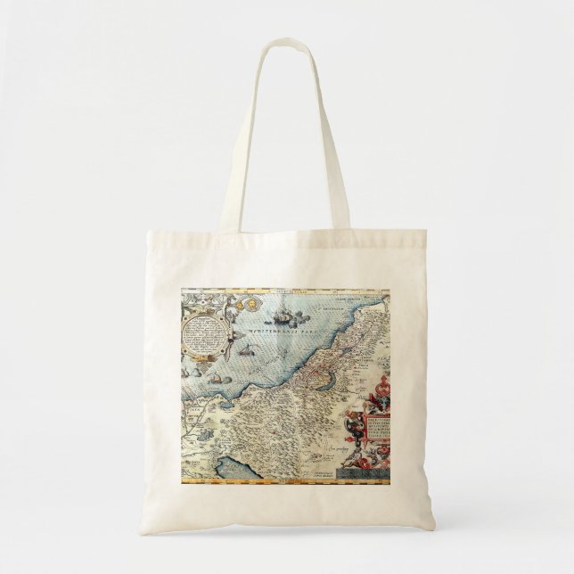 Bolso De Tela Mapa pictórico de la cosecha de Palestina (Frente)