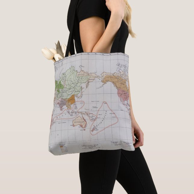 Bolso De Tela Mapa que muestra las idiomas del mundo (Detalle)