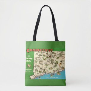 Bolso De Tela Mapa Retro Antiguo de Connecticut