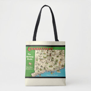 Bolso De Tela Mapa Retro Antiguo de Connecticut