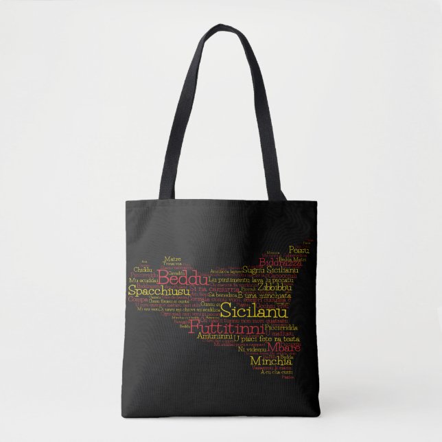 Bolso De Tela Mapa siciliano de arte de palabra (Anverso)