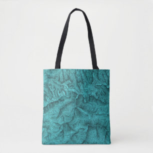 Bolso De Tela Mapa topográfico de montaña azul