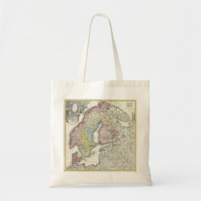 Bolso De Tela Mapa Vintage de Escandinavia (Frente)