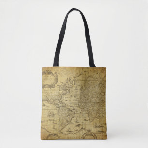 Bolso De Tela mapa vintage del mundo 1635