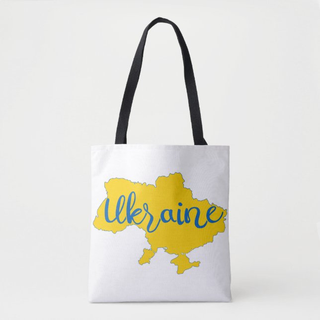 Bolso De Tela Mapa y letras de Ucrania (Anverso)