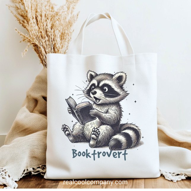 Bolso De Tela Mapache Booktrovert Divertido  (Subido por el creador)