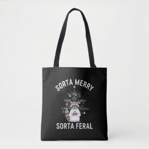 Bolso De Tela Mapache de Navidad Medio Alegre Medio Salvaje Navi