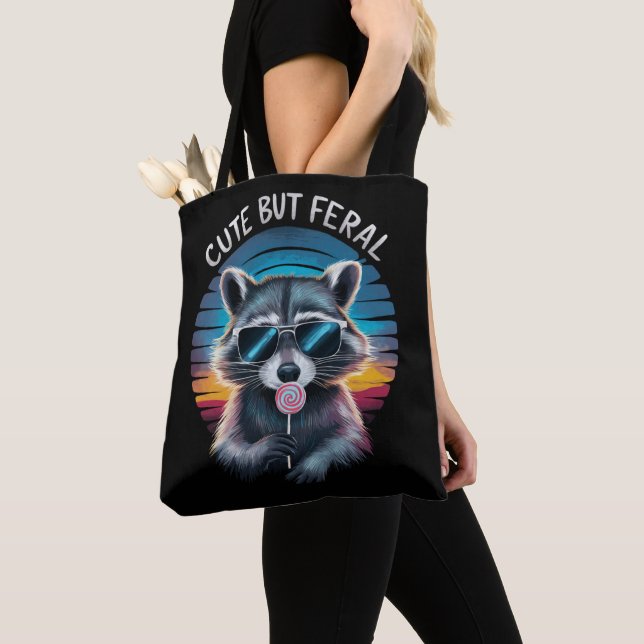 Bolso De Tela Mapache Divertido Pero Feral Lindo (Detalle)