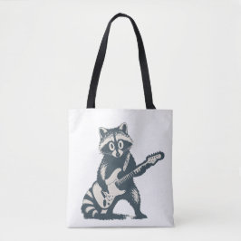Bolso De Tela Mapache Divertido Tocando Guitarra Eléctrica