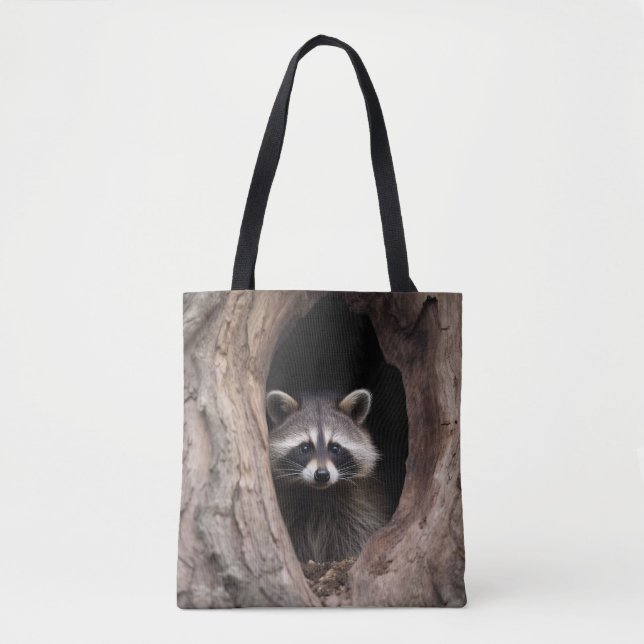 Bolso De Tela Mapache en cueva de árbol  (Anverso)