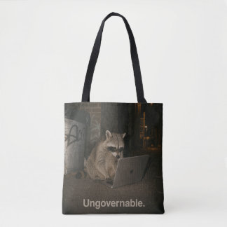 Bolso De Tela Mapache Ingobernable Trabajando Tarde en la Noche