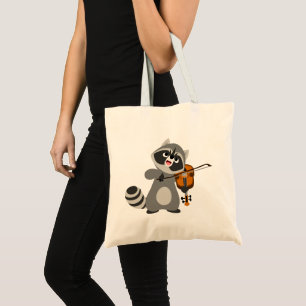 Bolso De Tela Mapache lindo del dibujo animado que toca el