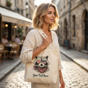Bolso De Tela Mapache Patriótico 4 de Julio Bandera de EE. UU.
