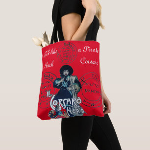 Bolso De Tela Mapas del tesoro pirata de los corsos NEGROS, rojo