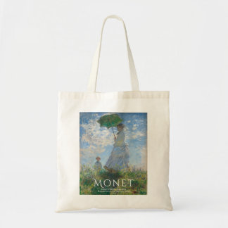 Bolso De Tela Maqueta de arte de Monet Tote, mujer con parasol