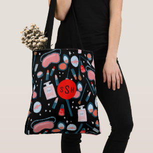 Bolso De Tela Maquillaje, perfume, negro del MONOGRAMA de la