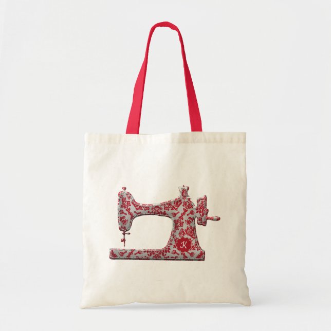 Bolso De Tela Máquina de coser de damasco rojo Monograma Tog Bag (Frente)