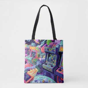 Bolso De Tela Máquinas Retro de Arcade en el Espacio