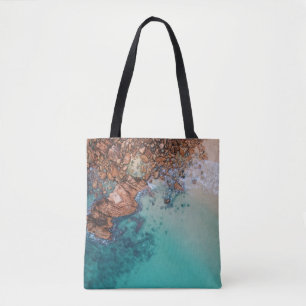 Bolso De Tela Mar azul claro y rocas