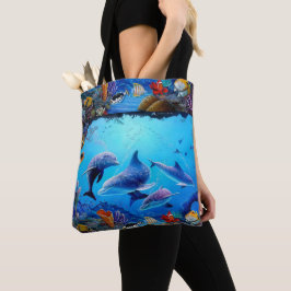 Bolso De Tela Mar azul de los delfines